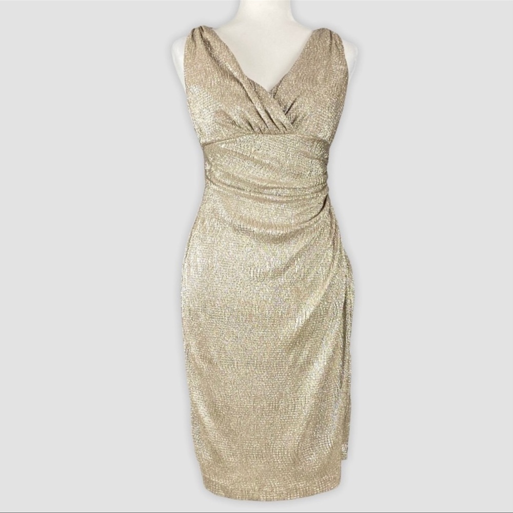 Ralph Lauren Gold Metallic Cocktail Dress